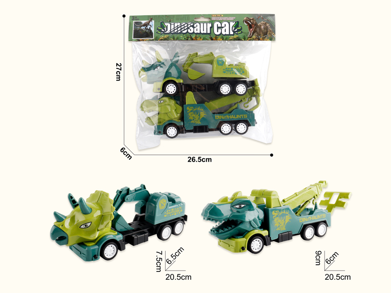 Friction Dinosaur Excavator/Trailer 2PCS
