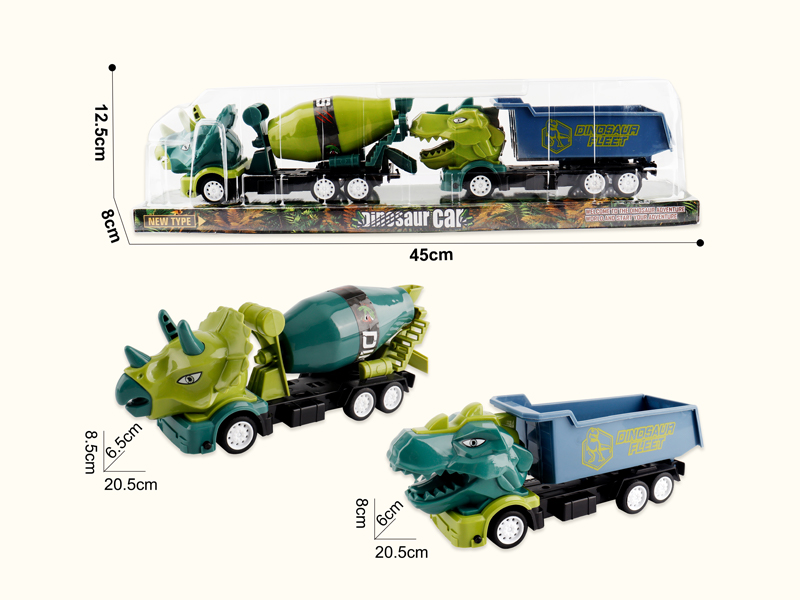 Friction Dinosaur Cement Truck/Dongfeng Car 2PCS