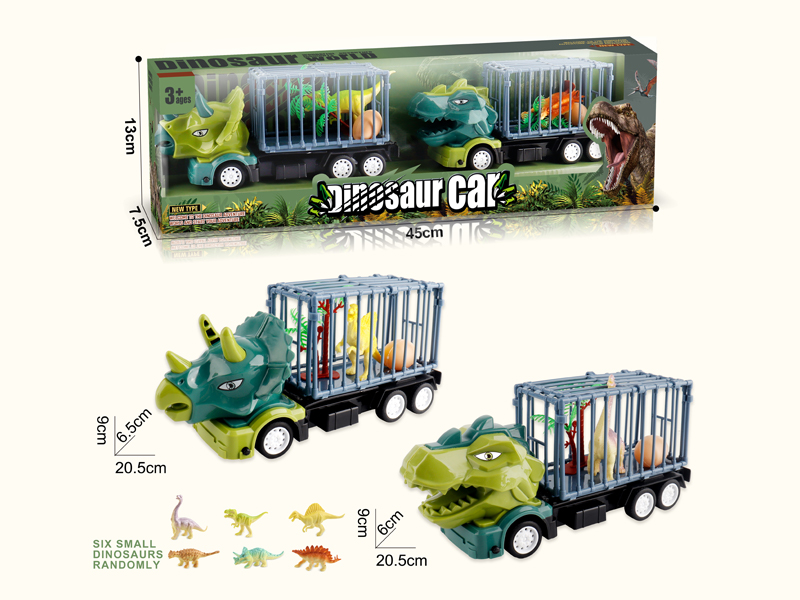 Friction Dinosaur Cage Car 2PCS