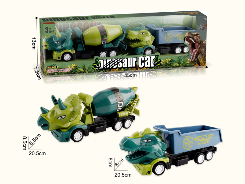 Friction Dinosaur Cement Truck/Dongfeng Car 2PCS