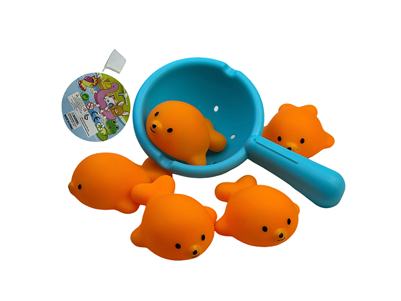 5PCS Vinyl Fish+ Fish Scoop Net
