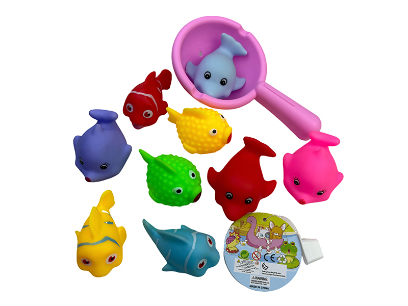 9PCS Vinyl Animal+ Fish Scoop Net