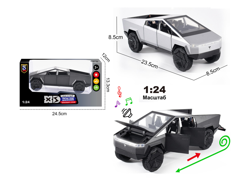 1:24 Alloy Tesla Pickup Truck With Light And Sound