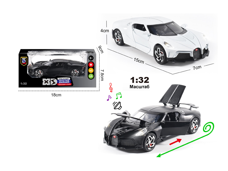 1:32 Alloy Bugatti Car With Light And Sound