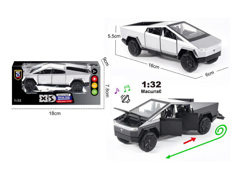 1:32 Alloy Tesla Pickup Truck With Light And Sound