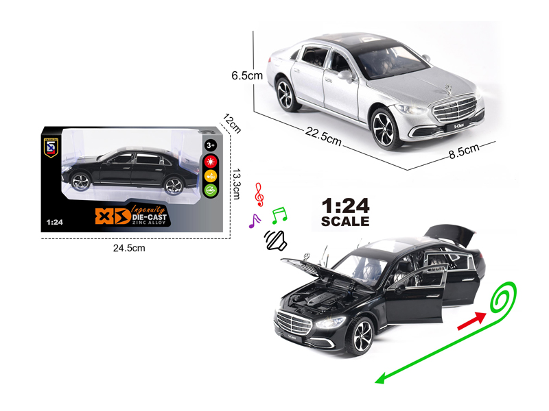 1:24 Alloy Mercedes Benz S400L Model With Light And Sound