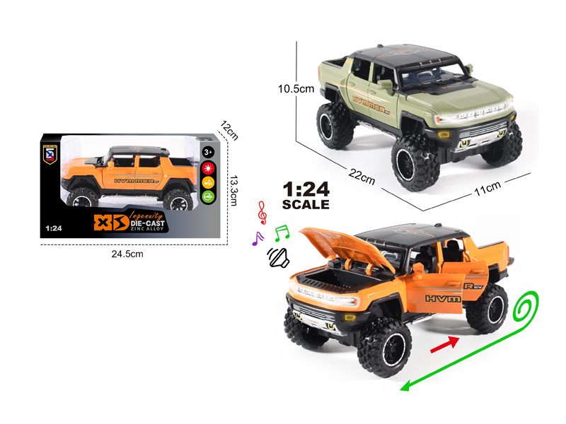 1:24 Alloy Hummer Pickup Truck With Light And Sound