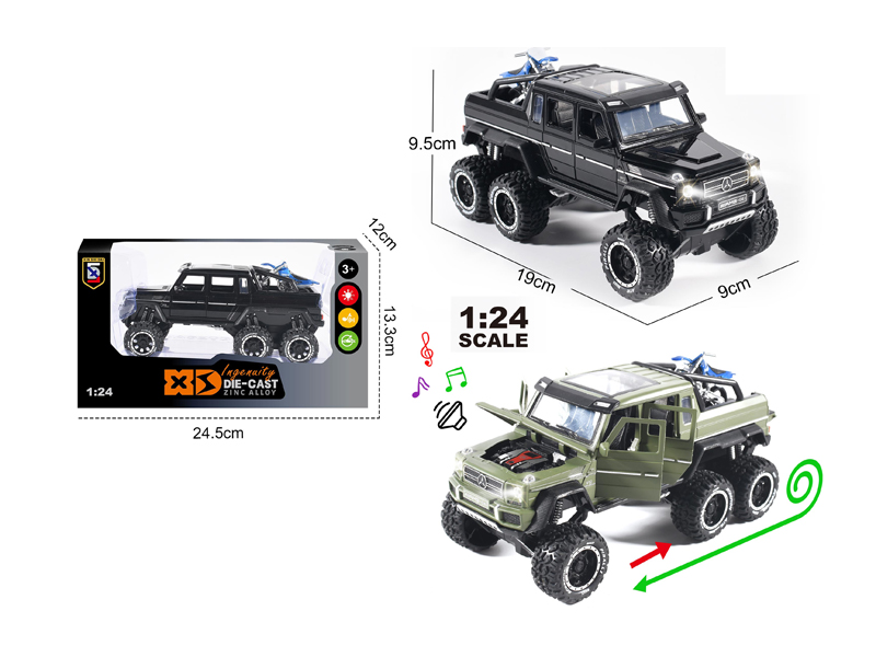 1:24 Alloy Mercedes Benz G63 Six Wheeled Pickup Truck With Light And Sound