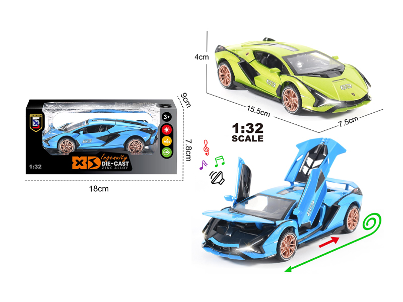 1:32 Alloy Lamborghini Flash With Light And Sound