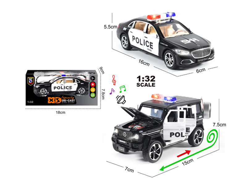 1:32 Alloy Mercedes Benz G63/American Mercedes Maybach S680 (Police Edition) With Light And Sound