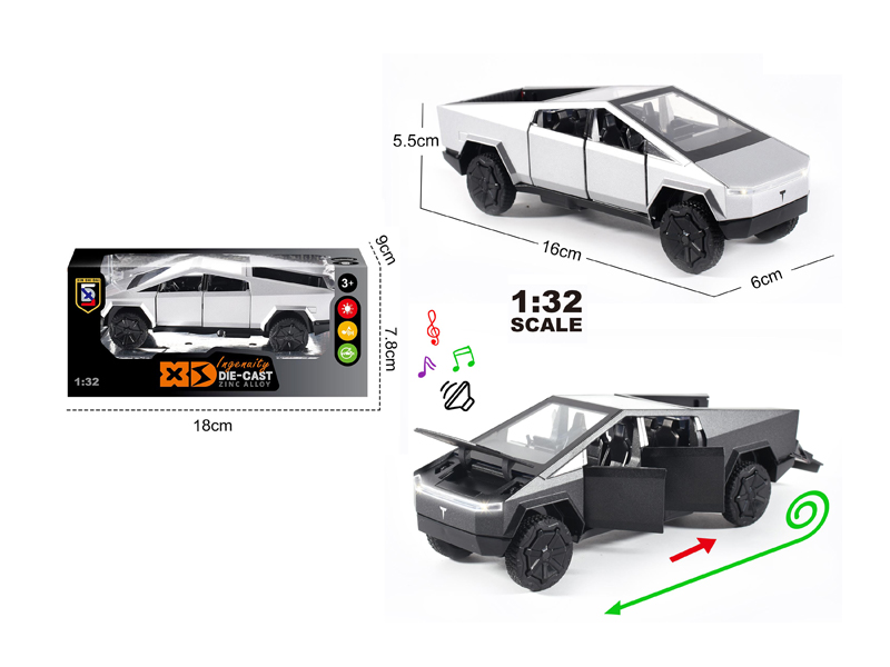 1:32 Alloy Tesla Pickup Truck With Light And Sound
