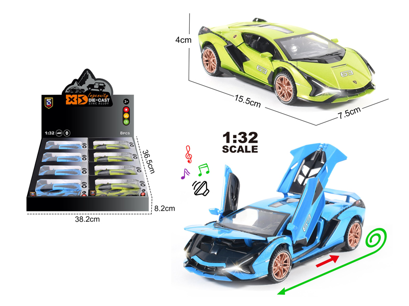 1:32 Alloy Lamborghini Flash With Light And Sound 8PCS