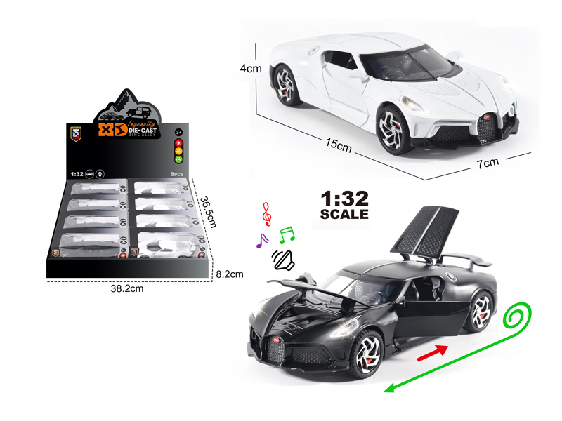 1:32 Alloy Bugatti Car With Light And Sound 8PCS