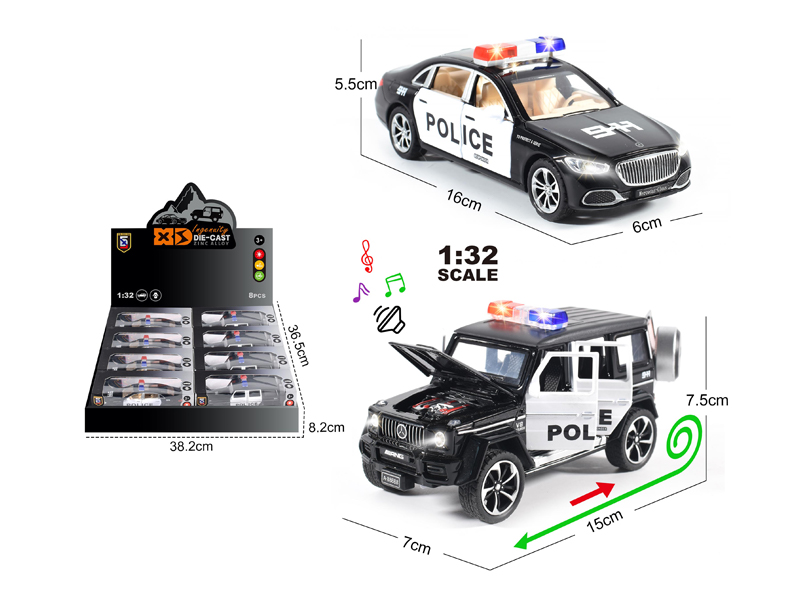 1:32 Alloy Mercedes Benz G63/American Mercedes Maybach S680 (Police Edition) With Light And Sound 8PCS