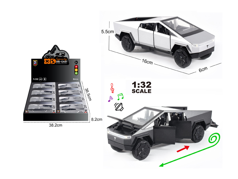 1:32 Alloy Tesla Pickup Truck With Light And Sound 8PCS