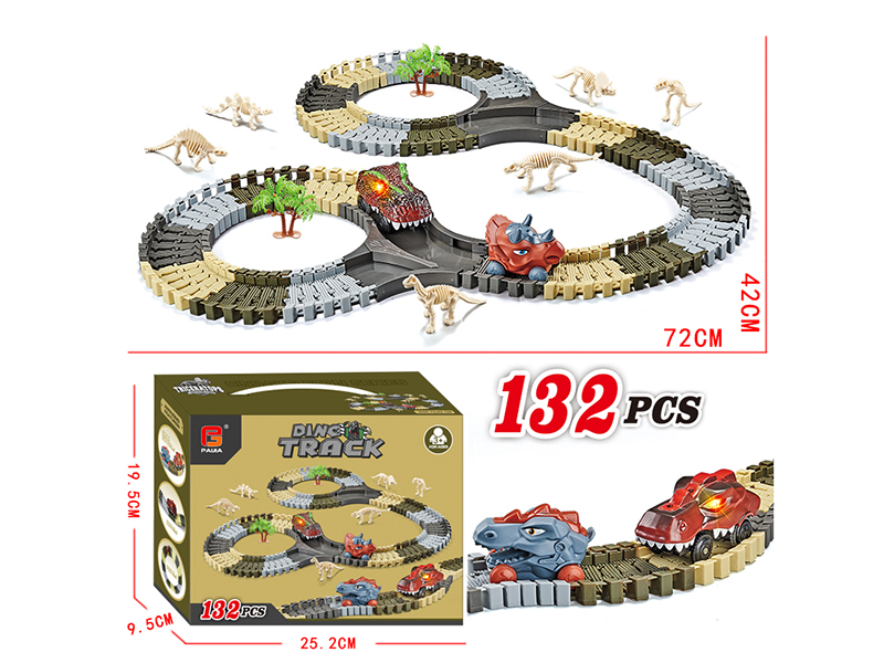 Dinosaur Rail Car With Dinosaur Skeleton Model 132pcs