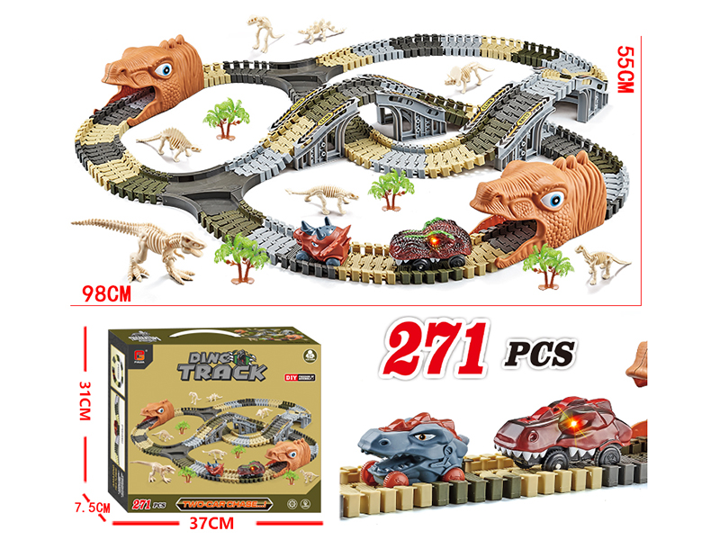 Dinosaur Rail Car With Dinosaur Skeleton Model 271pcs
