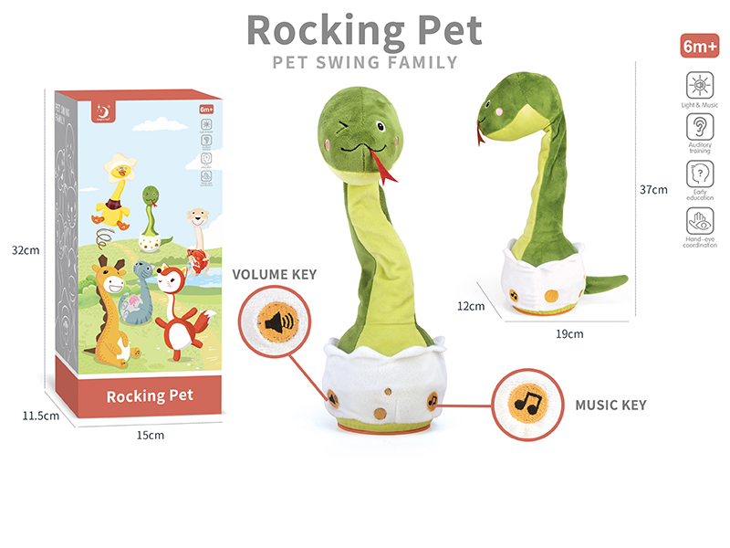 Plush Toy - Swinging Little Green Snake