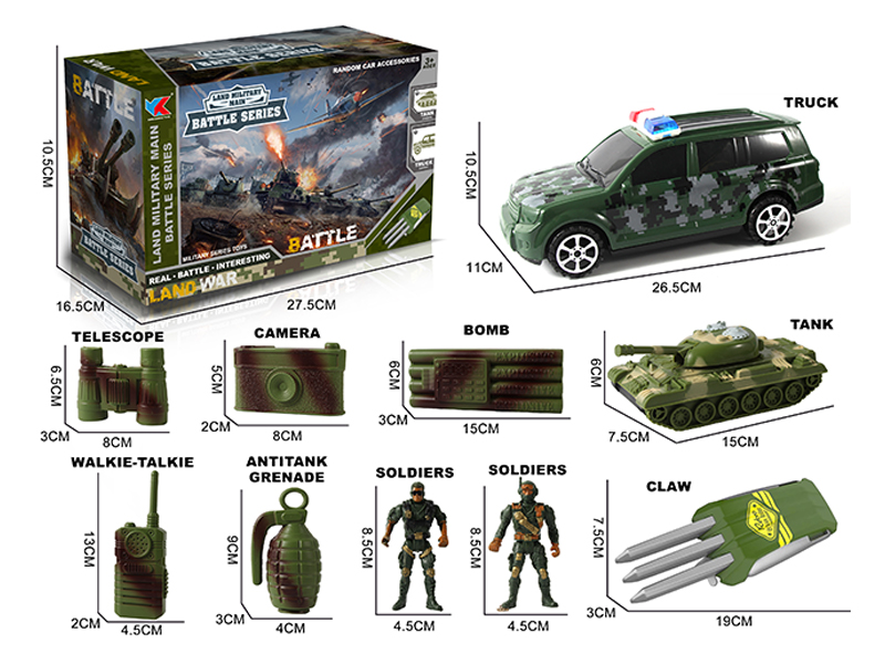 Friction Police Car+Friction Tank Military Set(Toyota Dominance)