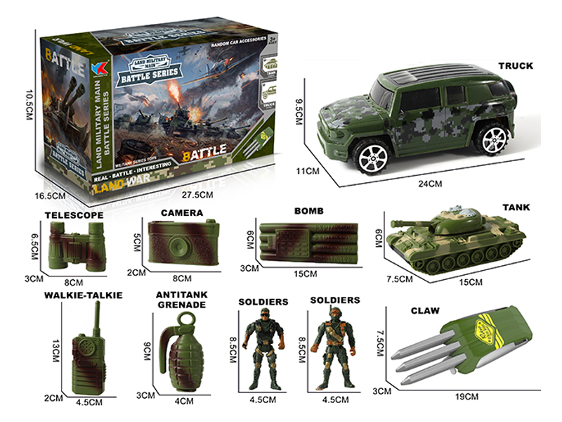 Friction Simulated Toyota Off Road Military Vehicle+Friction Tank Military Set