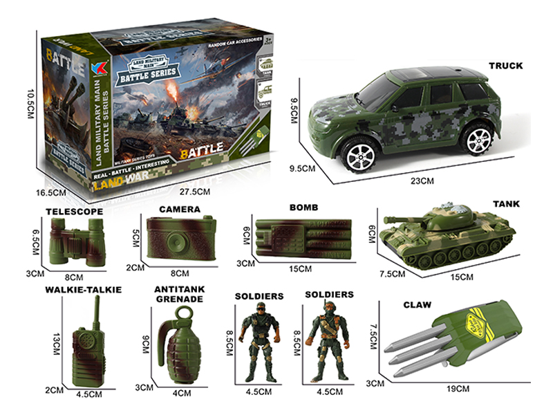 Friction Simulated Military Land Rover Off-Road Vehicle+Friction Tank Military Set