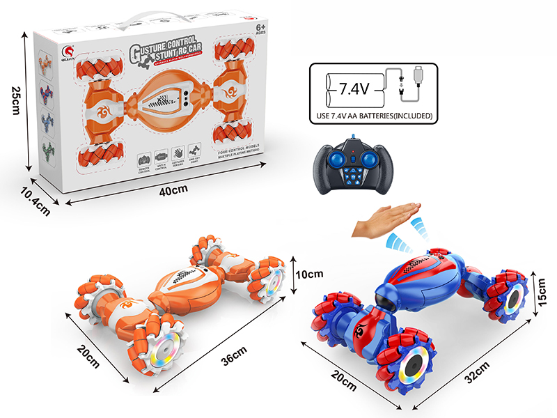 1:12 12-Channel Remote Control Gesture Sensing Stunt Twist Car With Light(Mecanum Wheel)
