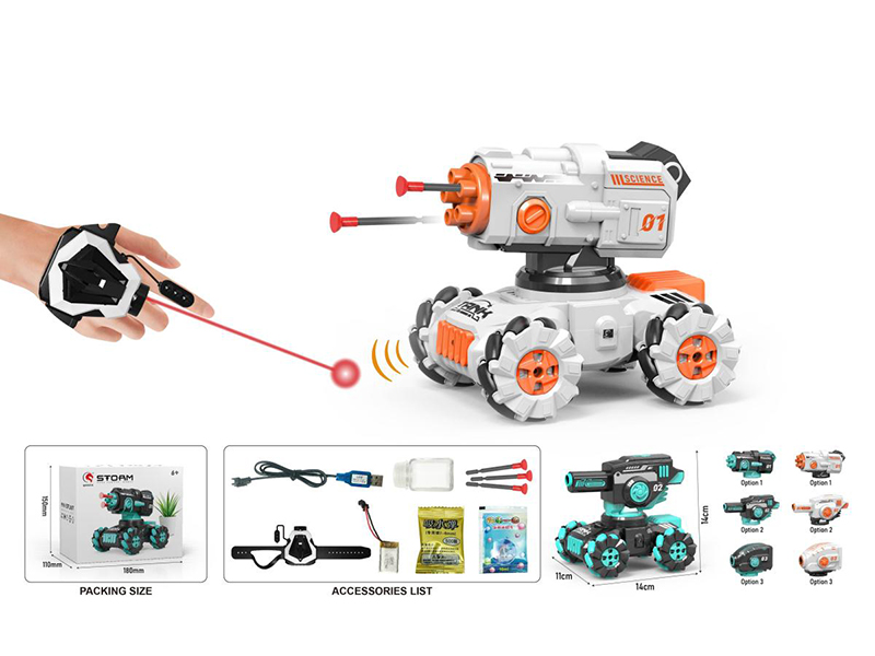 1:24 10-Channel Watch Remote Control  Mini Stunt Tank(Water Bullet/Bubble/Sucker Bullet Choose 1 Type)