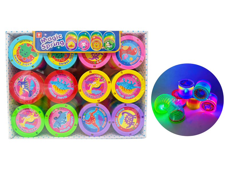 12PCS Cartoon Dinosaur Rainbow Circle With Light