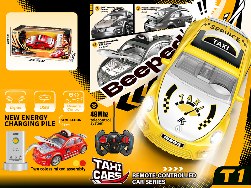 1:22 49Mhz Remote Control Beetle Taxi Car