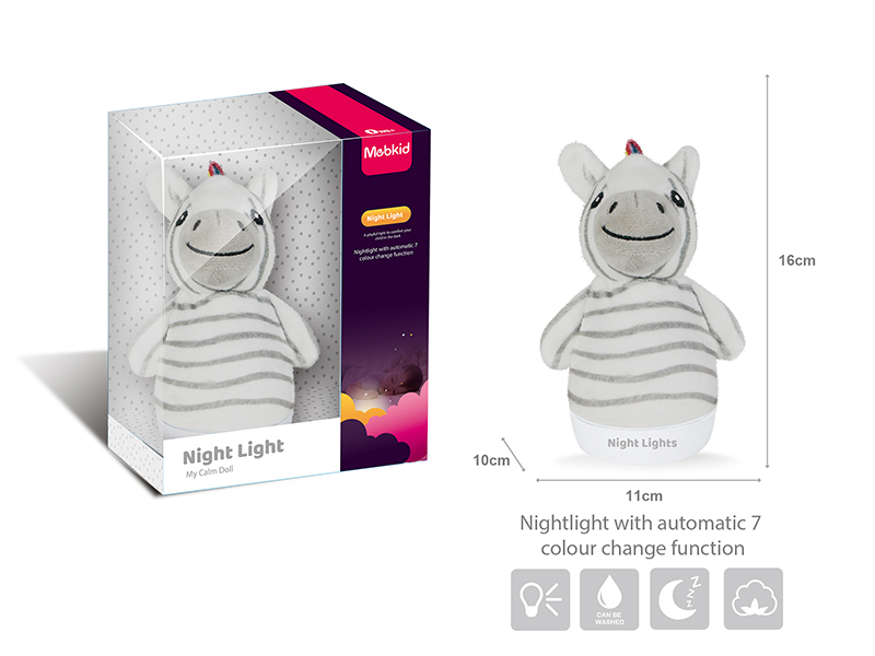 Baby Soothing Toys Plush Night Light(Zebra)