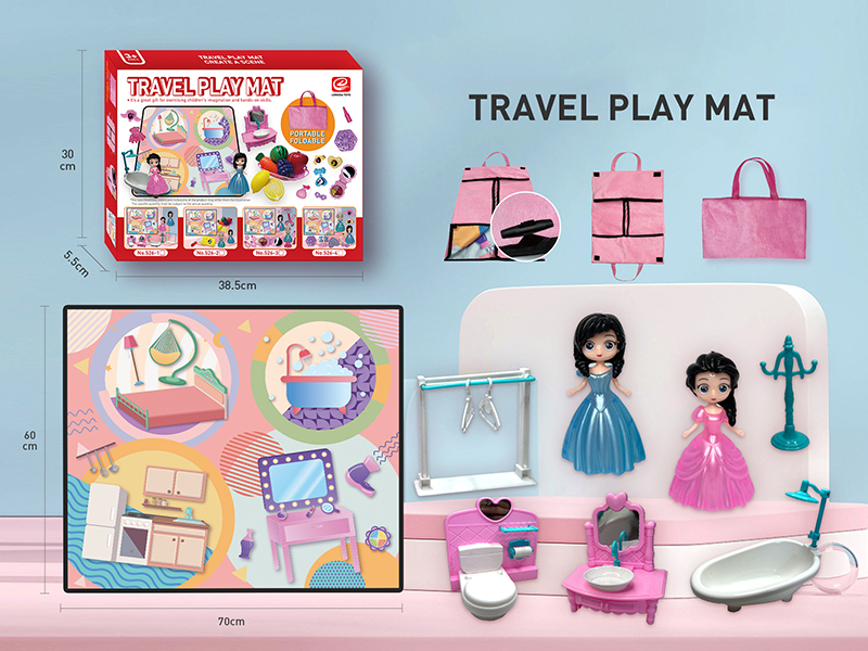 Travel Play Mat Portable Storage Bag - Bathroom Scene