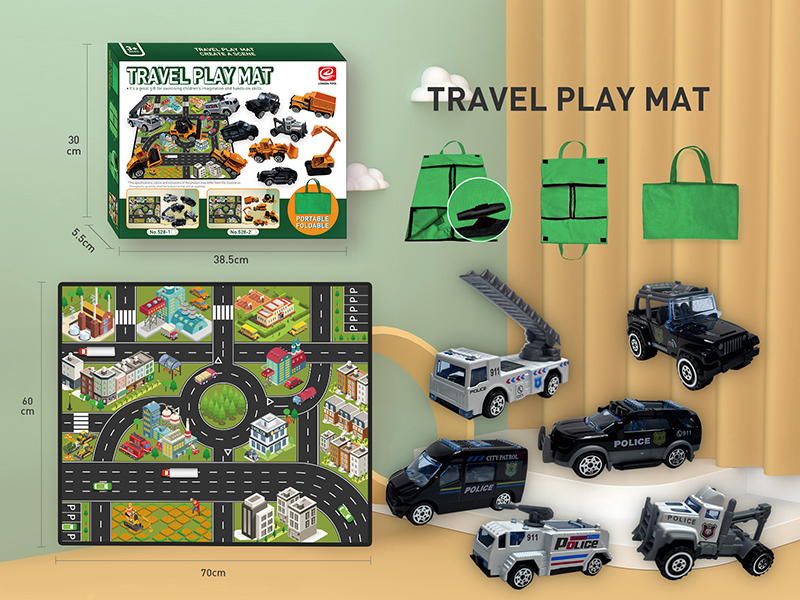 Travel Play Mat Portable Storage Bag - Alloy Police Car Scene