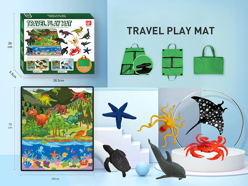 Travel Play Mat Portable Storage Bag -  Ocean Animal Scene