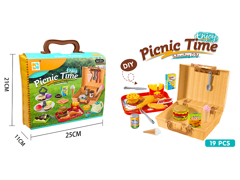 Picnic Basket Hamburger Fast Food Set 19pcs