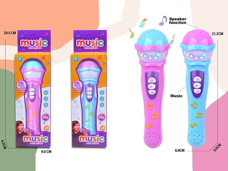 Microphone With Amplified Sound, Light, Music