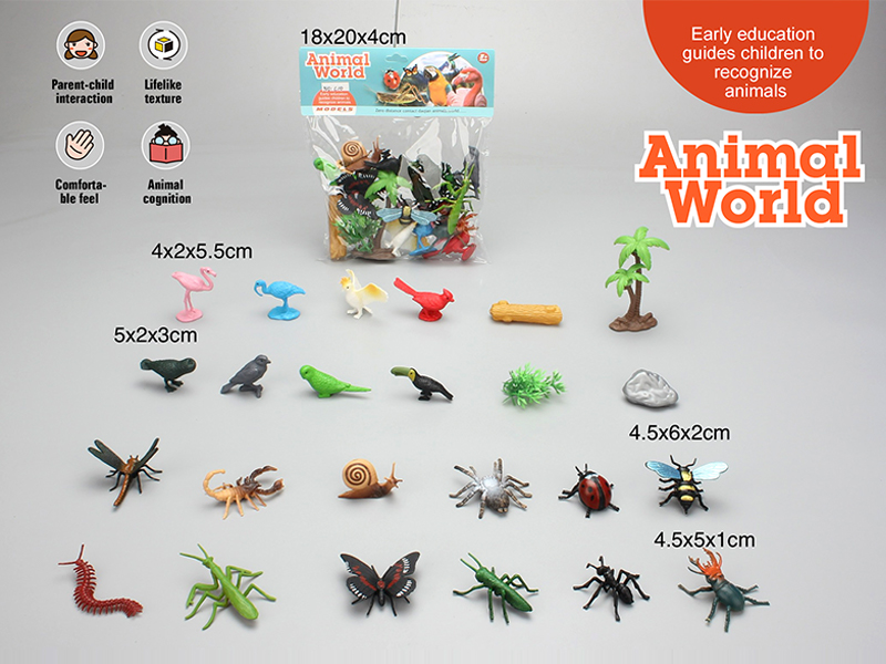 PVC Solid Bird+Insects Set