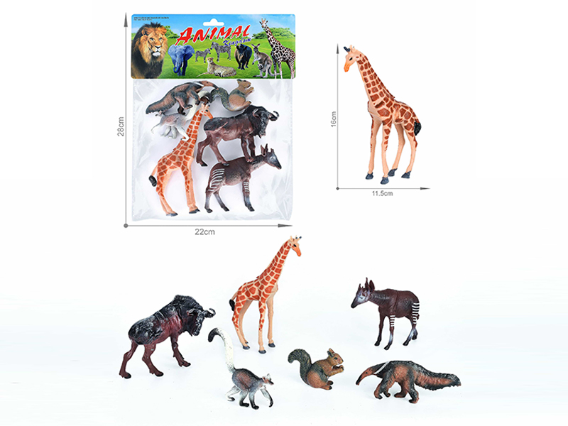 5-6 Inch Simulated Painted PVC Wildlife Toy 6PCS