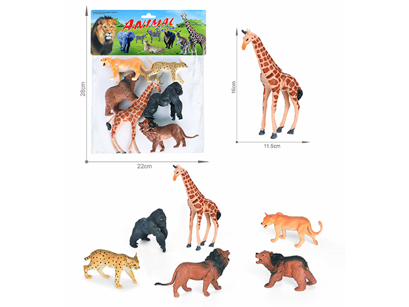 5-6 Inch Simulated Painted PVC Wildlife Toy 6PCS