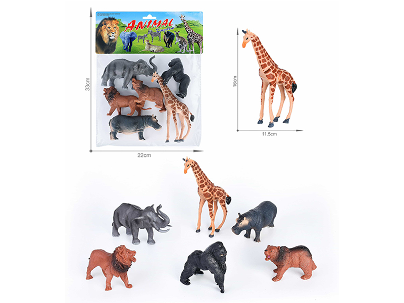 5-6 Inch Simulated Painted PVC Wildlife Toy 6PCS