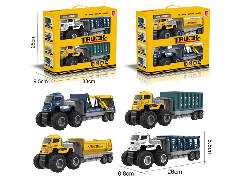 2PCS 4WD Friction Engineering Vehicle