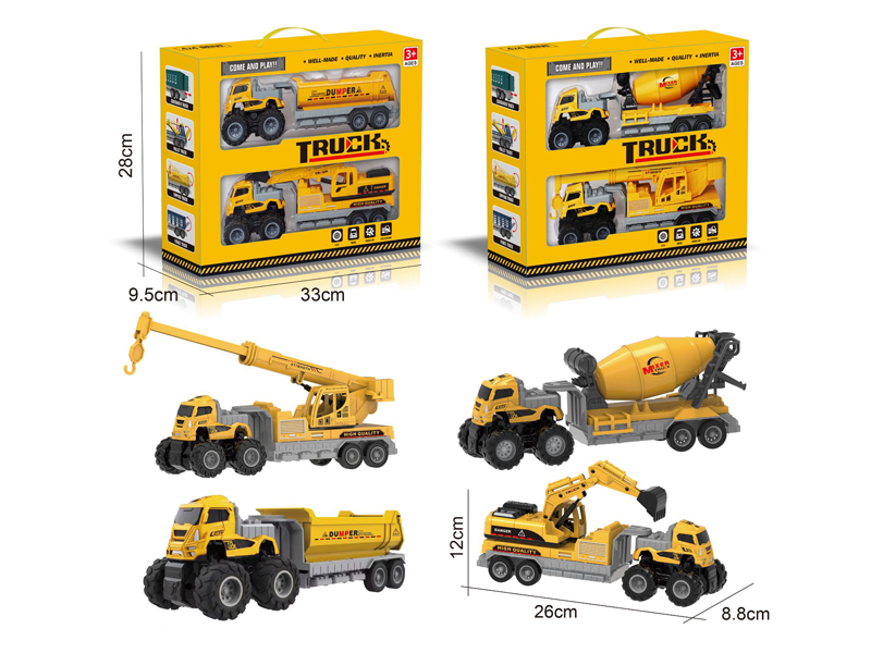 2PCS 4WD Friction Engineering Vehicle