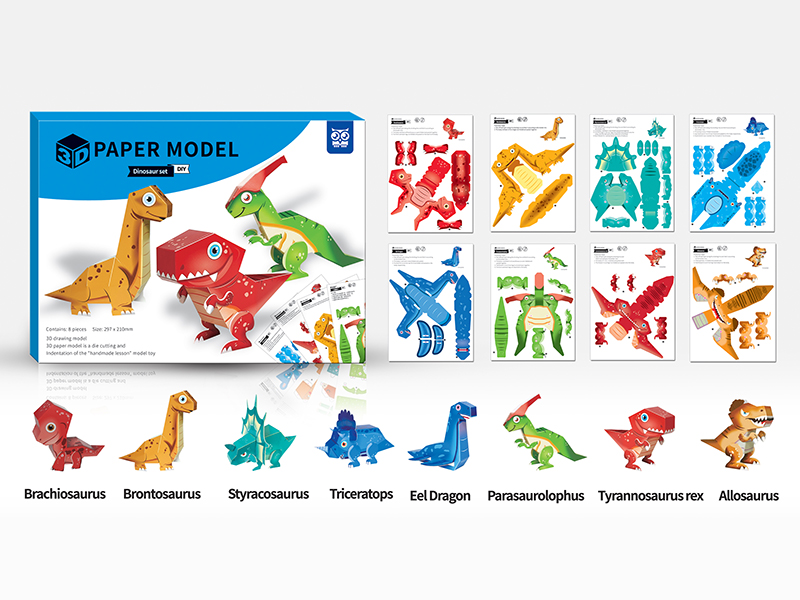 DIY 3D Paper Model Dinosaur Set