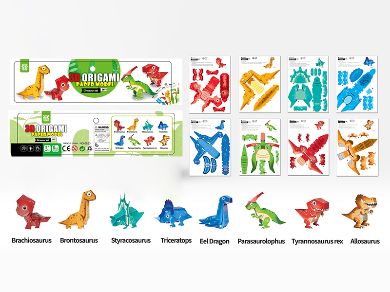 DIY 3D Paper Model Dinosaur Set