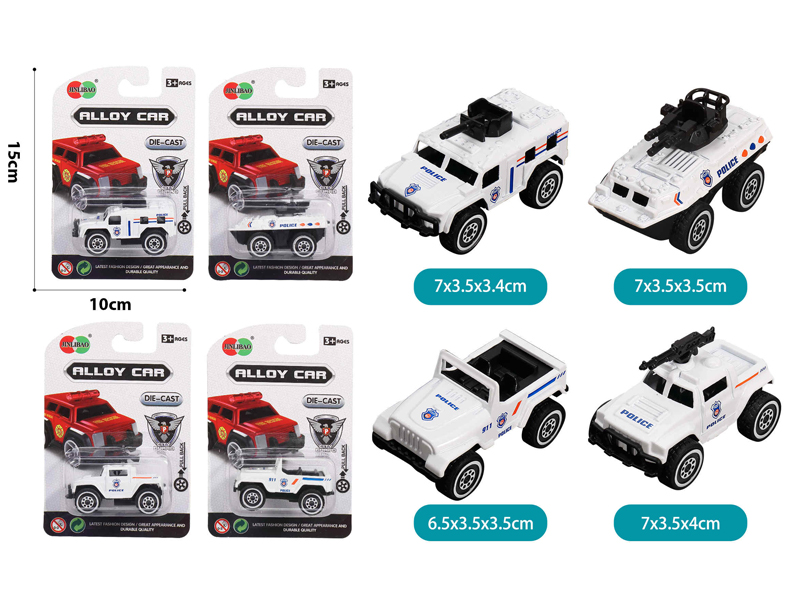 Alloy Slide White Police Car