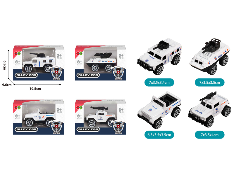Alloy Slide White Police Car