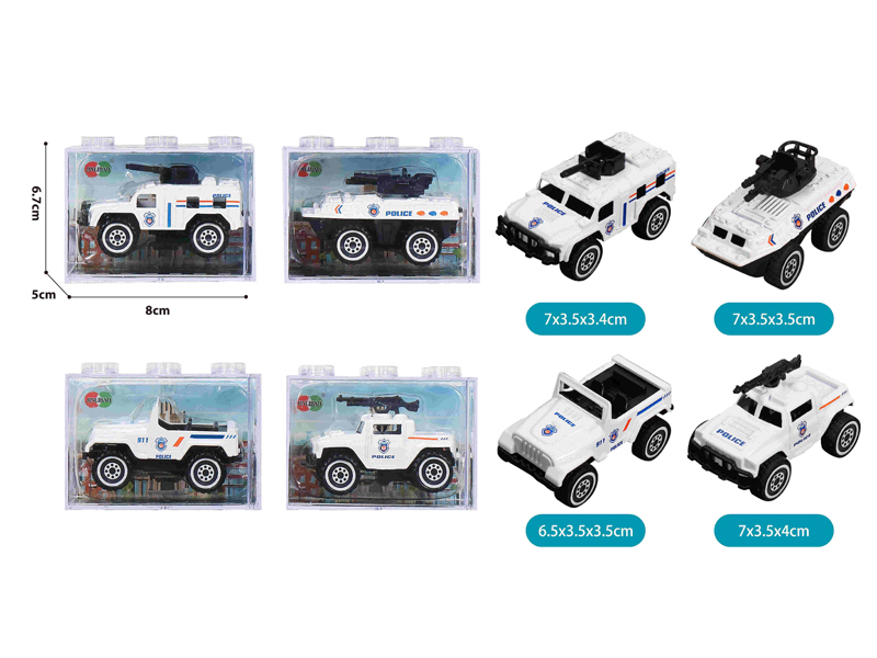 Alloy Slide White Police Car