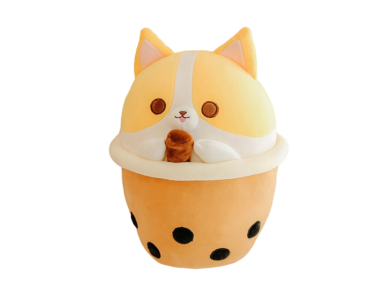 30CM Puppy Milk Tea Cup Plush Pillow