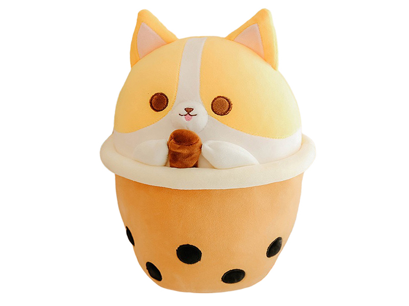 40CM Puppy Milk Tea Cup Plush Pillow