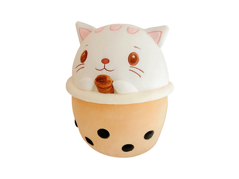 30CM Cat Milk Tea Cup Plush Pillow