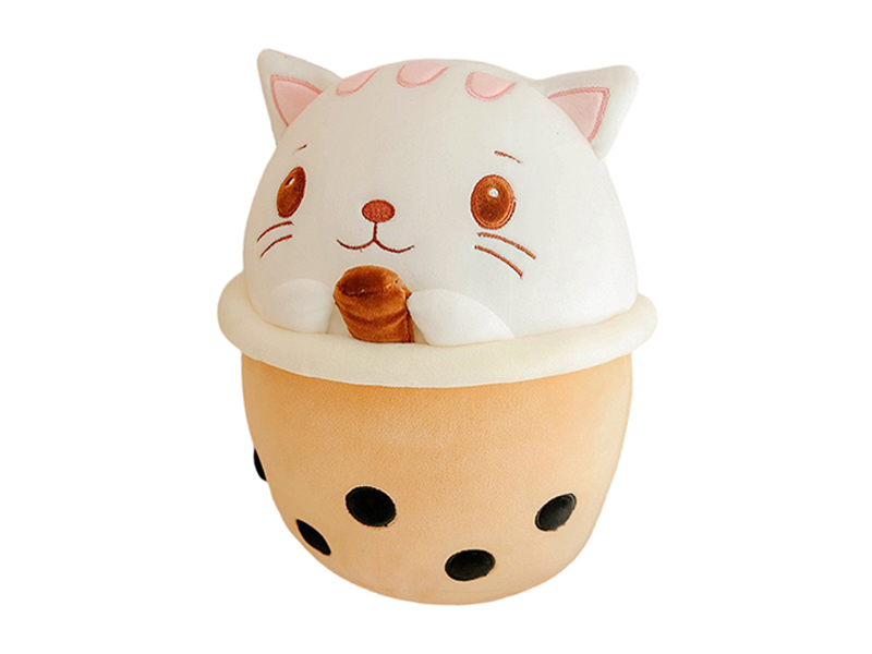 40CM Cat Milk Tea Cup Plush Pillow